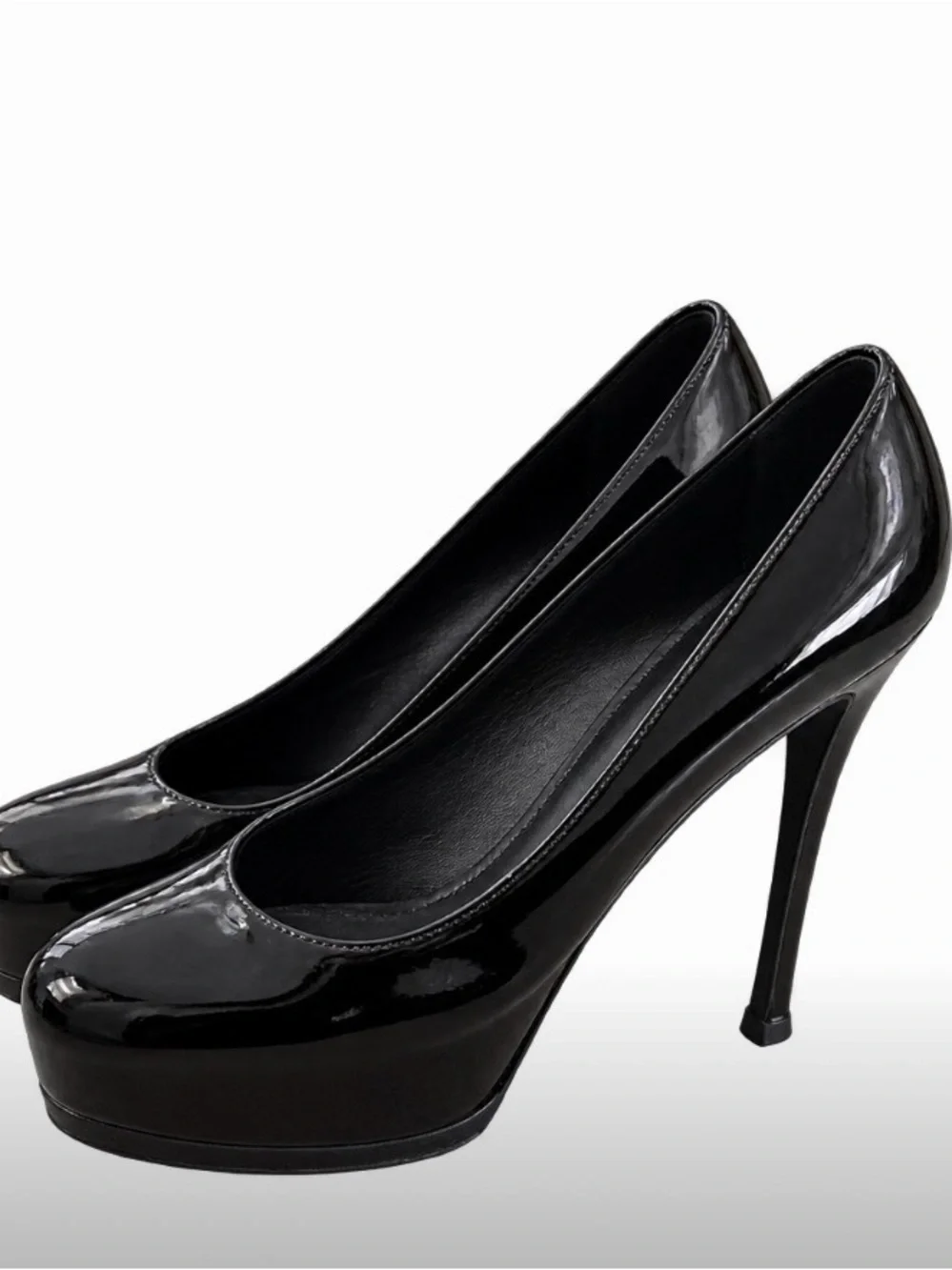 YSL Saint Laurent Tribtoo Black Patent Leather Platform Pumps – Size 39